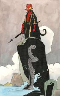 Jordi Juan Pujol - Donald Duck - Tribute to Mike Mignola’s Hellboy - Original Painting - Watercolor Art | Catawiki