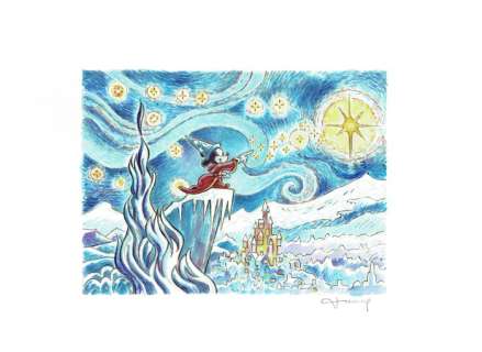 Fernandez, Tony | Original drawing   - Mickey Mouse The Sorcerer’s Apprentice inspired by Vincent van Gogh - Disney Art X-Mas | Catawiki