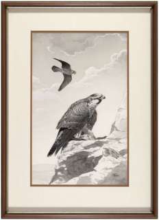 NED SMITH FAMOUS WILDLIFE ARTIST 1978 PUBLISHED ORIGINAL ART SHOWING PEREGRINE FALCONS. | Hake’s