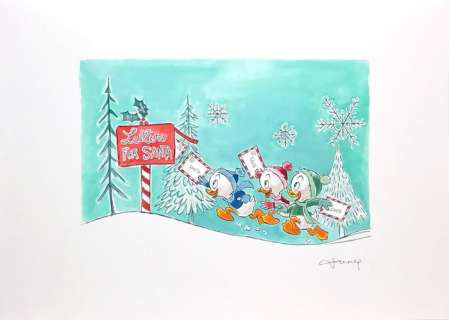 Fernandez, Tony | Original drawing  - Donald Duck Nephews  - Disney Art X-Mas | Catawiki