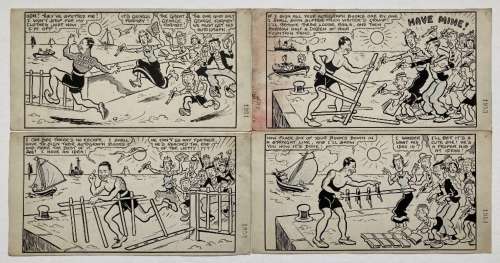 George Formby original 4-panel artwork (1942) by George Wakefield for Film Fun… | Comic Book Auctions ltd