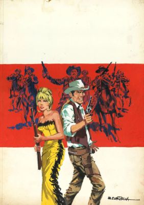 Rafael Cortiella | Original cover western – La mujer y el tramposo – Cortiella | Origin Of Comics