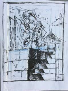 Hub | original drawing in black ink  - Preparatory drawing for the cover of album 1 "Le Cycle du Feu"  - Okko (2011) | Catawiki