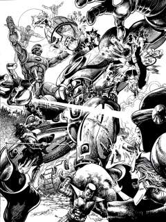 Jeff Slemons - X-Men Vs. the Sentinels Very Large 15 X 20 Inch Detailed Pinup (7 X-Men Battle Sentinels! Wow!)