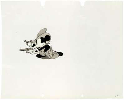 MICKEY MOUSE RARE 1934 "TWO-GUN MICKEY" ORIGINAL BLACK & WHITE NITRATE PRODUCTION FILM CEL. | Hake’s