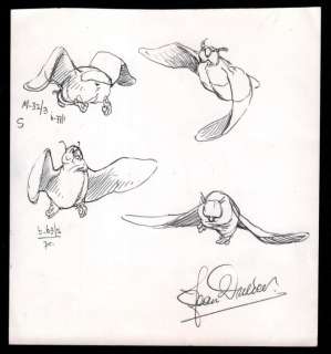 Dulieu, Jean - 1 Original drawing - Paulus de Boskabouter - Grote studie van een vliegende Oehoeboeroe | Catawiki