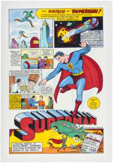 "THE ORIGIN OF SUPERMAN!" SHELDON MOLDOFF ORIGINAL SPECIALTY ART. | Hake’s