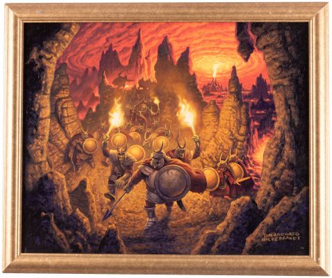 Lot 36 - THE BROTHERS HILDEBRANDT THE LORD OF THE RINGS "DECEIVING THE ORCS" FRAMED PAINTING ORIGINAL ART. | Hake’s