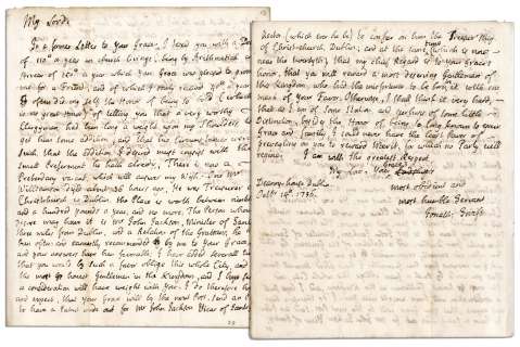 Jonathan Swift Autograph Letter Signed -- ‘‘...Mr. Williamson dyed about 36 hours ago; He was Treasurer of Christ-church in Dublin...The Person whom I desire may have it is Mr. John Jackson...‘‘