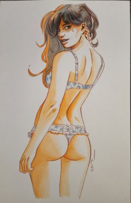 Jim - 1 Original colour drawing - Une Nuit à Rome - Marie