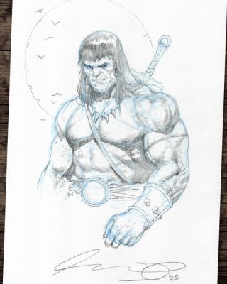 Ariel Olivetti - Crayon original - Conan the Barbarian - Hand Signed | Catawiki