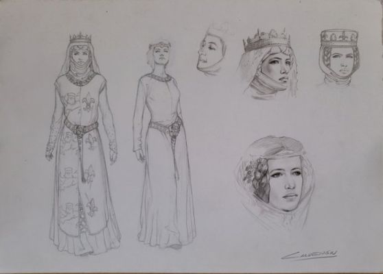 Calderon, Jaime - 1 Original drawing - Les Reines de sang - Isabelle La Louve de France | Catawiki