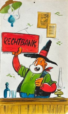 Albers, Henk - 1 Original colour drawing - Lucky Luke - De rechtbank (jaren 1960)