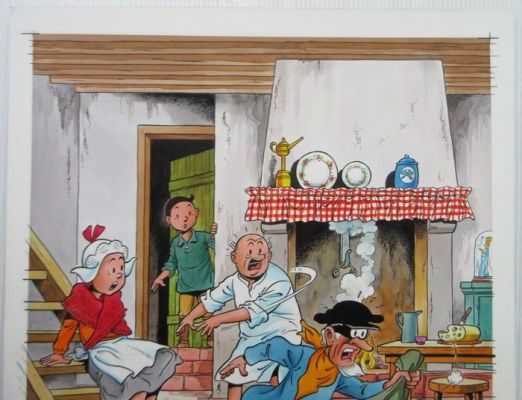 Paul Geerts / Eric De Rop - 1 Original drawing - Suske en Wiske - originele voorkaft in kleur De gladde glipper - 2022 | Catawiki