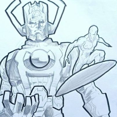 Marti - 1 Original drawing - Galactus et Silver Surfer | Catawiki