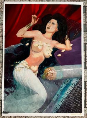 Reculé, Henri - 1 Original colour drawing - Les Mille et Autres Nuits - Khadjirah allongée - 2015