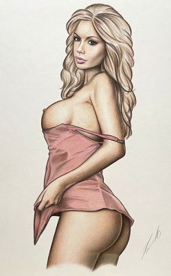Prudlo, René - 1 Original colour drawing - Pin Up | Catawiki