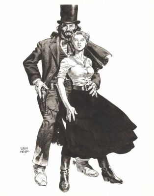 Ralph Meyer | Jonas et Rose en pied, illustration originale - Undertaker | Daniel Maghen