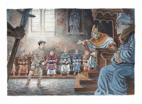 Joël Parnotte | Illustration originale inédite - Cauchon... Ou l’homme qui tua Jeanne d’Arc | Daniel Maghen