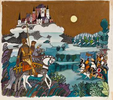 Zbigniew Rychlicki (1922 - 1989) | Zbigniew Rychlicki | "O Królu Arturze i Rycerzach Okrągłego Stołu", ilustracja, 1979 | Desa Unicum