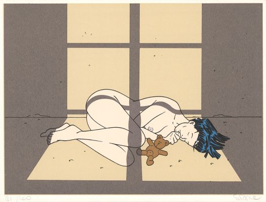René Sterne | Illustration originale, Femme et ours en peluche | Daniel Maghen