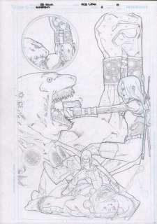 Rb Silva - Superboy #2 P.17 Pencils Over Blueline - Babe Vs King Shark Splash - 2012