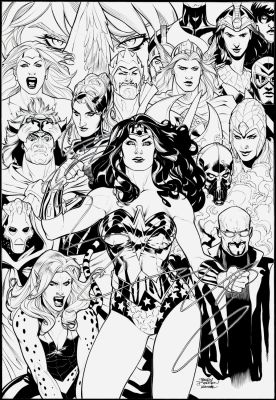 Terry Dodson - Wonder Woman Ann #1 Huge Cover (Wonder Woman, Angle Man, Cheetah, Circe, Dr. Poison, Dr. Psycho, Giganta, Gundra, Hercules, the Mask, Minister Blizzard, Osira, Queen Clea, & Silver Swan!)