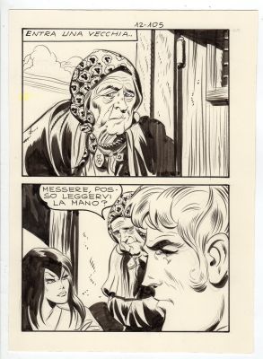 Leone Frollo | Tavola originale per Lucifera 12. Cm. 15 x 21,5. Anno di esecuzione 1972. Pag. 105. | Art e Fumetto