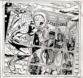 Mike Esposito, Ross Andru - Mighty Marvel Published Calendar 1978 November Illustration Spider-Man Watching Dr. Octopus Marry Aunt May! (1977)