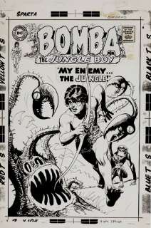 Jack Sparling - Bomba the Jungle Boy #3 Large Art Dc Cover (Bomba And His Chimp Friend Attacked By Giant Carnivorous Plants!) 1967