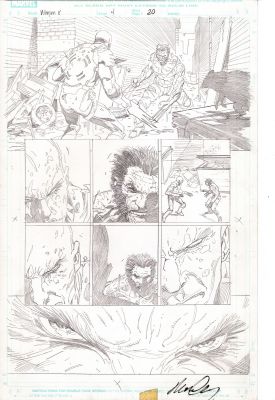 Ron Garney | Tavola originale per WEAPON X #4 . Cm. 28 x 43. Marvel 2009. Matita su cartoncino. Firmata. | Art e Fumetto