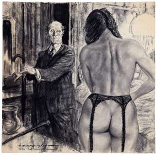 Buzzelli (Guido) | Illustration au fusain et au crayon gras sur… | AZ auction