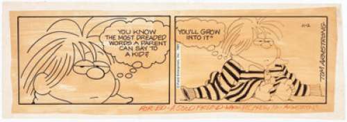 Tom Armstrong Marvin Daily Comic Strip Original Art dated 11-2-82 (Field Enterprises, 1982). Here is a daily -