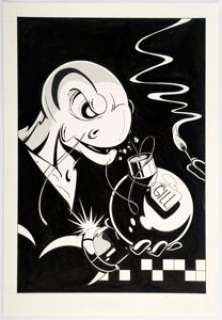 Steve Moncuse Fish Police #9 Cover Original Art (Fishwrap, 1987). A classic cover featuring the star of Fish - | Heritage