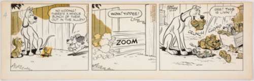 Bill Wright Scamp Daily Comic Strip Original Art dated 10/24/57 (King Features Syndicate, 1957). Scamp and his -