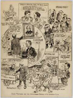 C. K. Berryman - "Some Features of the December Dinner of the Gridiron Club" Editorial Comic Strip - | Heritage