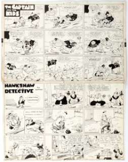 Rudolph Dirks and Gus Mager (as Watso) The Captain and the Kids and Hawkshaw the Detective Conjoined Sunday Comic -