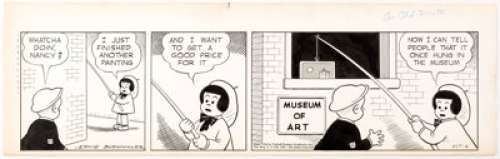 Ernie Bushmiller Nancy Daily Comic Strip Original Art dated 10-6-44 (United Feature Syndicate, 1944).... | Heritage