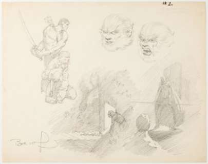 Bernie Wrightson - Werewolf Character Study Sketch Original Art (undated).... | Heritage