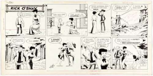 Stan Lynde Rick O‘Shay Sunday Comic Strip Original Art dated 4-3-60 (News Syndicate Co. Inc., 1960)....