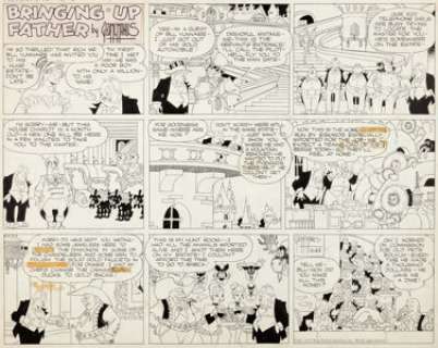 George McManus and Zeke Zekley Bringing Up Father Sunday Comic Strip Original Art dated 2-22-53 (King Features Syn... | Heritage