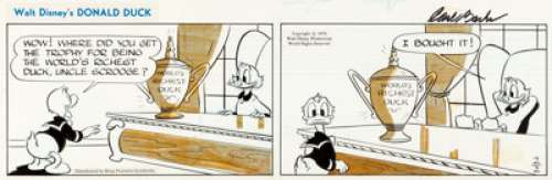 Frank Smith Donald Duck Daily Comic Strip with Uncle Scrooge Original Art, dated 2-2-78 with Carl Barks Signature ... | Heritage
