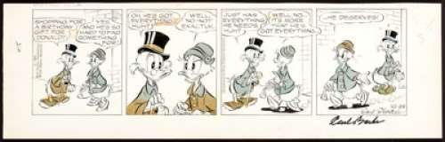 Al Taliaferro Donald Duck Daily Comic Strip Original Art, dated 10-29-62 Signed by Carl Barks (King Features Syndi... | Heritage