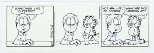 Jim Davis Garfield Daily Comic Strip Original Art dated 1-23-99 (United Feature Syndicate, 1999).... | Heritage
