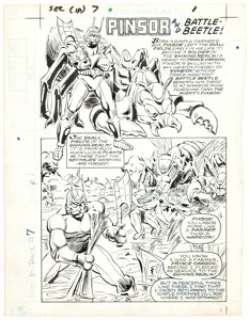  - Steve Geiger (attributed) Sectaurs: Pinsor and Battle Beetle Promo In-Pack Comic Book #7 Page 1 Original Art (Marv...