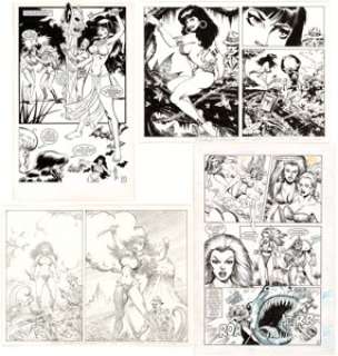  - Newton Burcham - Fana, the Jungle Girl and Others Lot Original Art (c. 2010s).... (Total: 4 Original Art)
