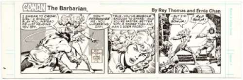 Ernie Chan Conan the Barbarian Daily Comic Strip Original Art dated 1-2-80 (Conan Properties/Register and Tribune ... | Heritage