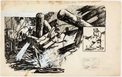 Edd Ashe Jr. Pulp Magazine Illustration Original Art (c. 1939-1940)....