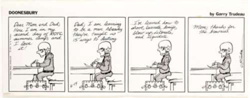 Garry Trudeau Doonesbury Daily Comic Strip Original Art dated 6-14-71 (Universal Press Syndicate, 1971). Pulitzer - | Heritage