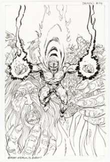 John Byrne Blood of the Demon #14 Cover Original Art (DC, 2006). Jason Blood/the Demon is pursued by Merlin the - | Heritage